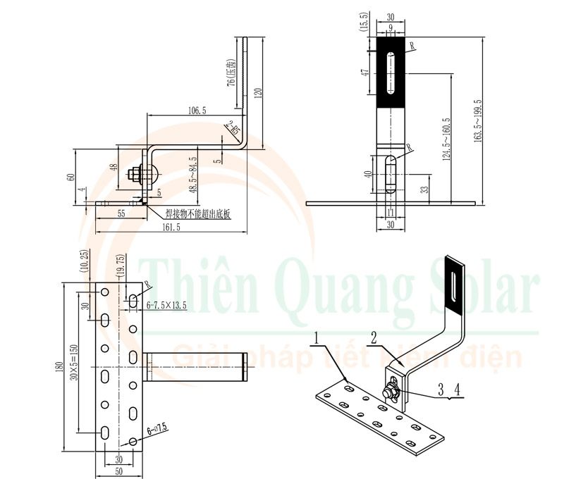 Chân L mái ngói điều chỉnh độ cao thấp