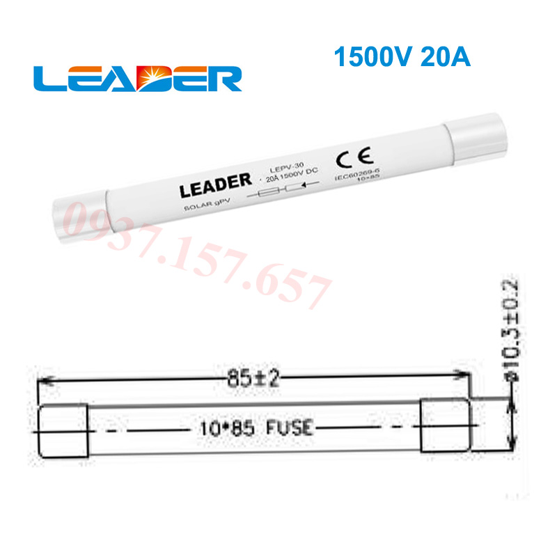 Ruột cầu chì 1500V DC