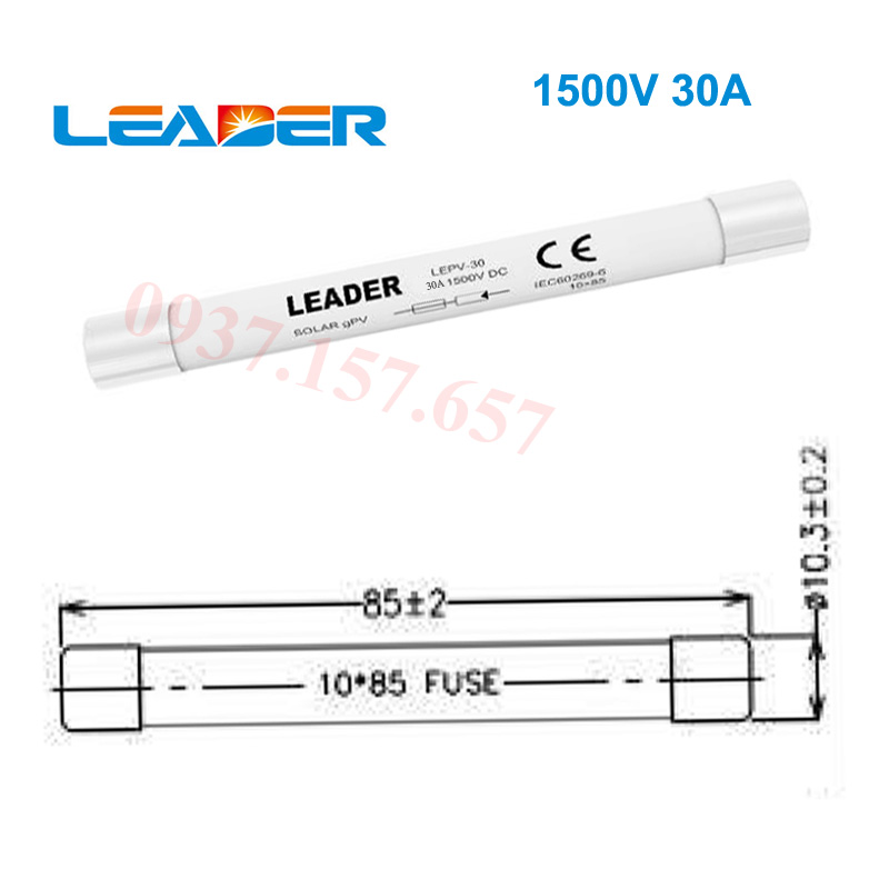 Ruột cầu chì 1500V DC