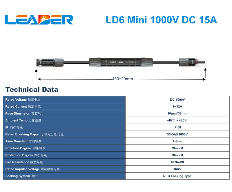 Đầu nối MC4 có cầu chì 1000V DC 