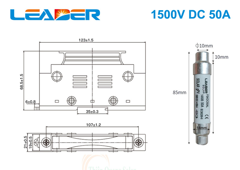 Cầu chì 1500V DC 50A