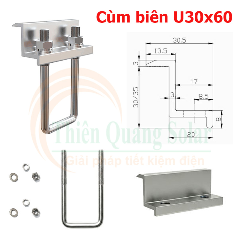 Cùm U30x60 chống bão dùng cho xà gồ