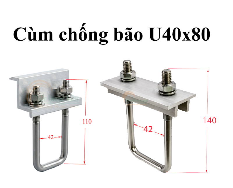 Cùm U30x60 và U40x80 chống bão cho xà gồ