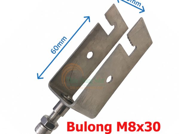 Kẹp U30x60 inox 304 dùng cho xà gồ